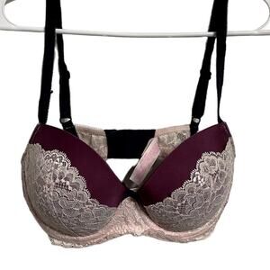 Victoria's Secret Dream Angels Lined Demi Bra Pink Lace Size 32DD Valentines